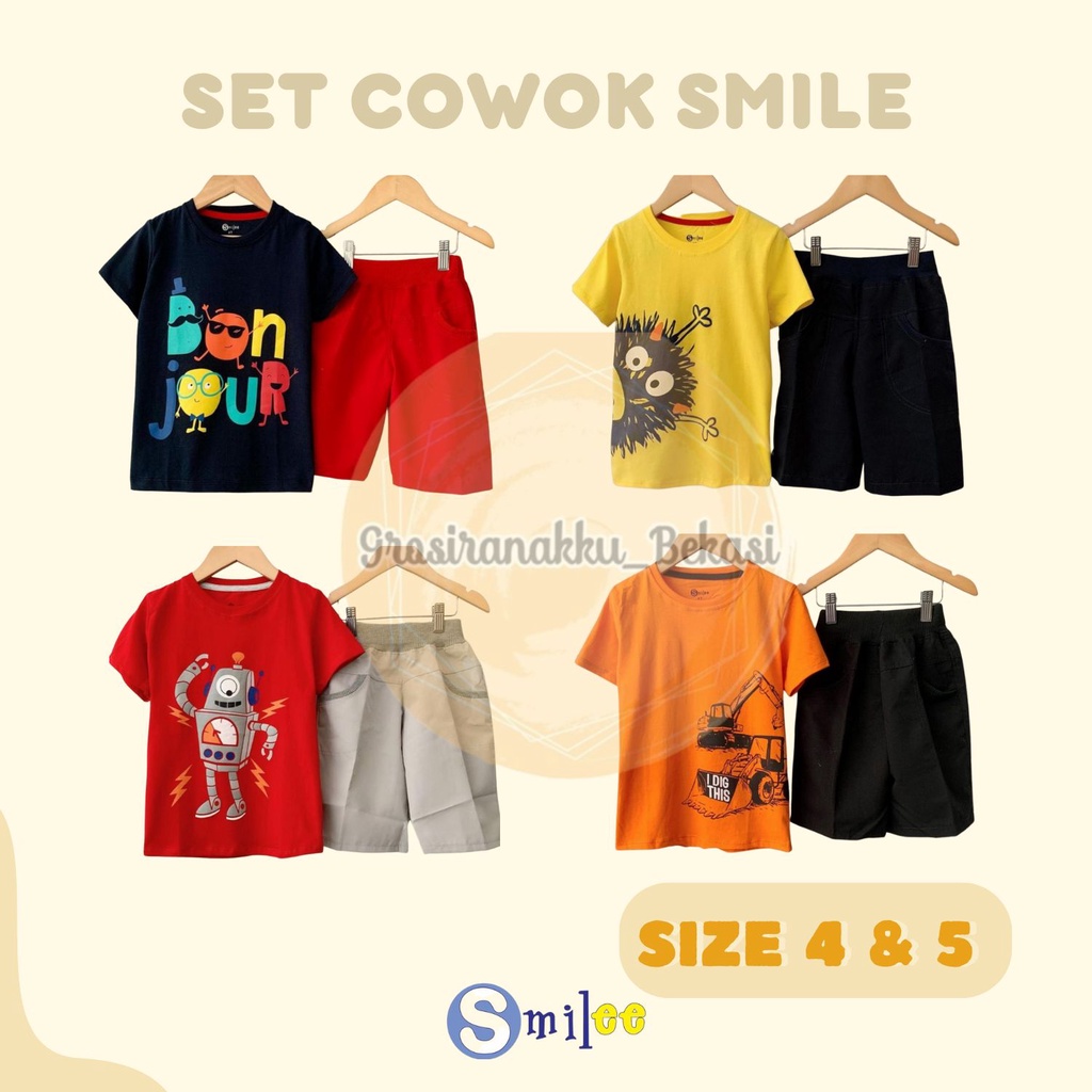 Setelan Anak Smilee Junior Mix Motif Size 4&amp;5Thn Murah