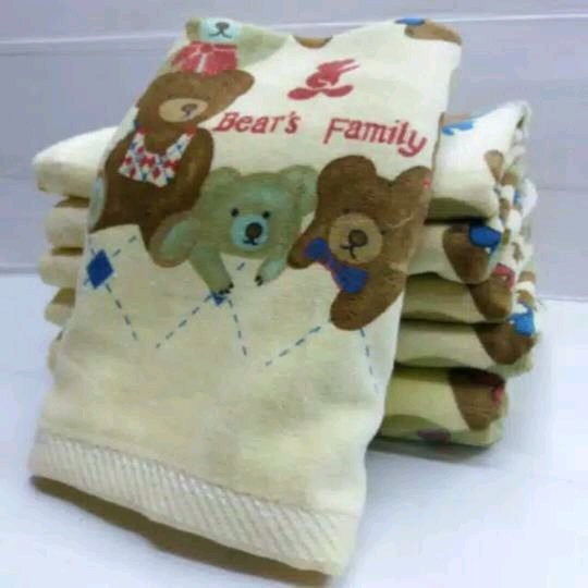 1 Pcs Handuk Mandi Bayi Twin Gold Bear - Warna Coklat List Warna - Random Motif