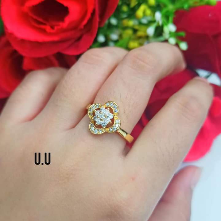 Cincin Dewasa Permata Zircon Gold Perhiasan Wanita Limited edition (COD)