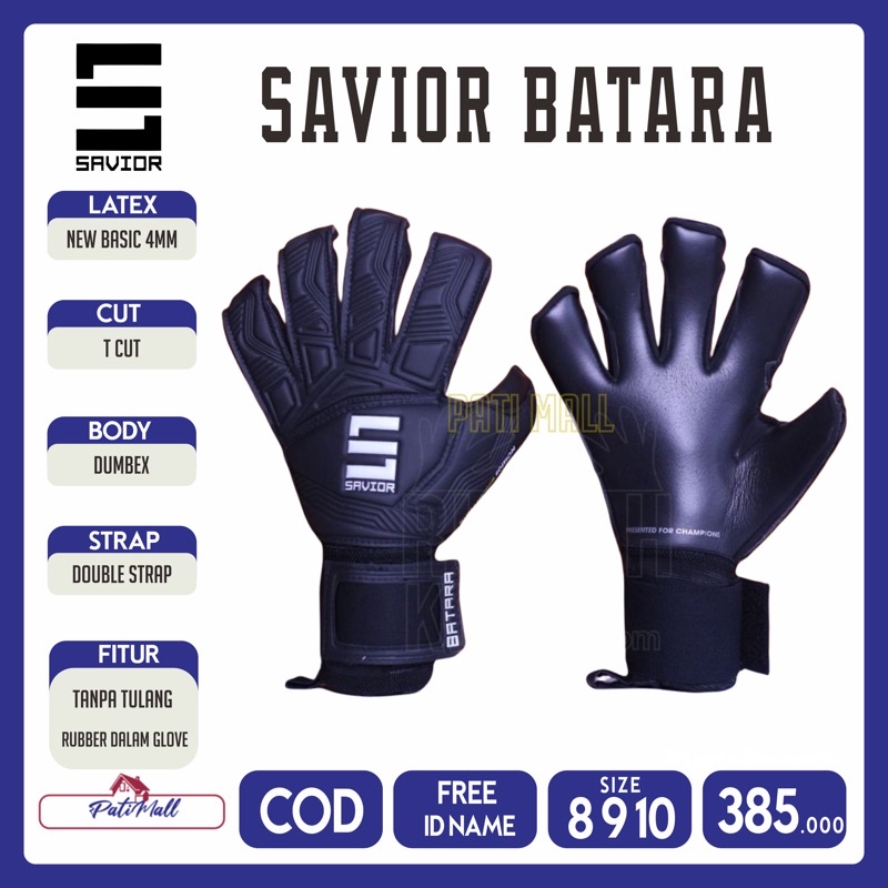 SARUNG TANGAN KIPER SAVIOR BATARA WARNA HITAM ORIGINAL