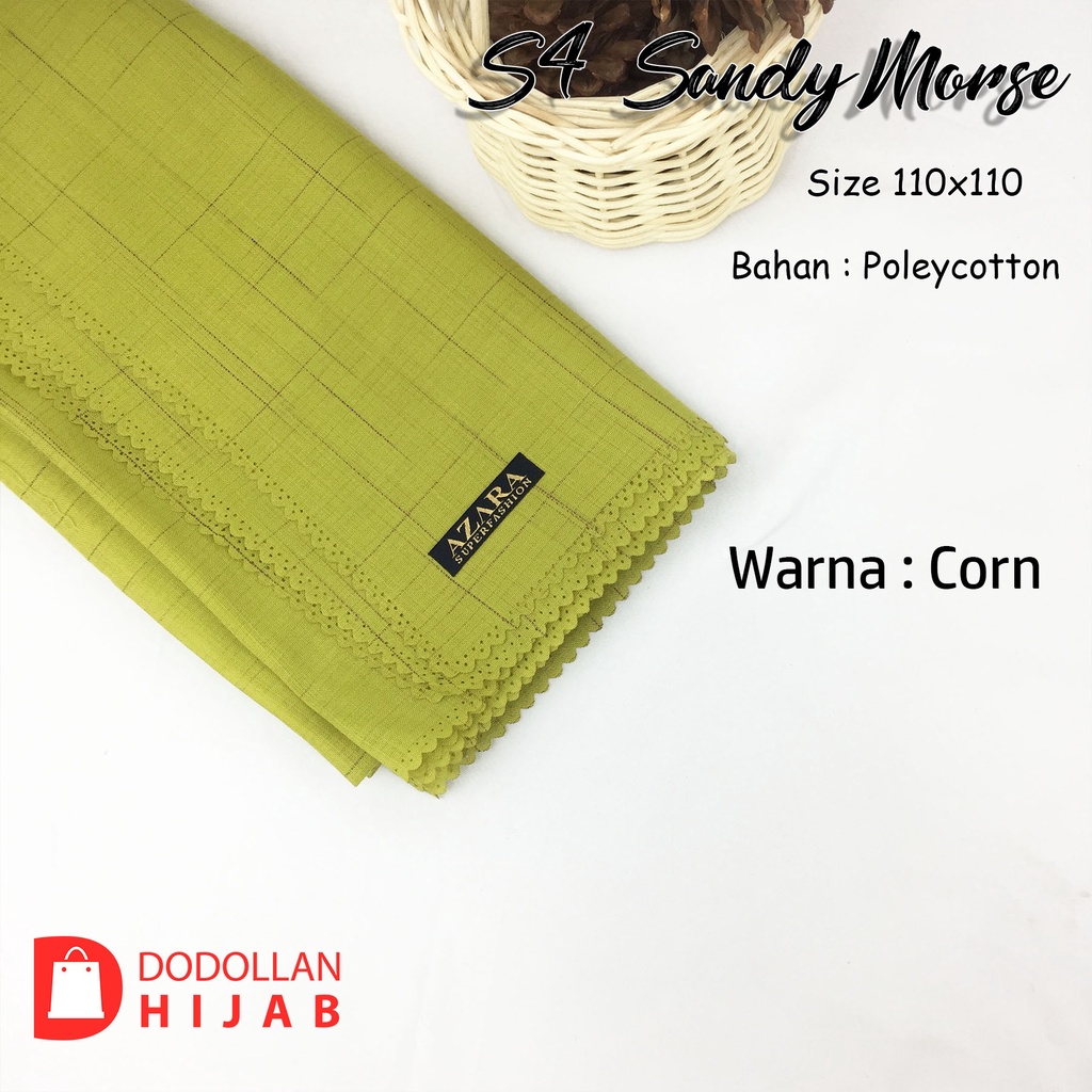Jilbab Hijab Segiempat Voal Waffle Laser Cutting Segitmpat Sandi Morse LC-Corn