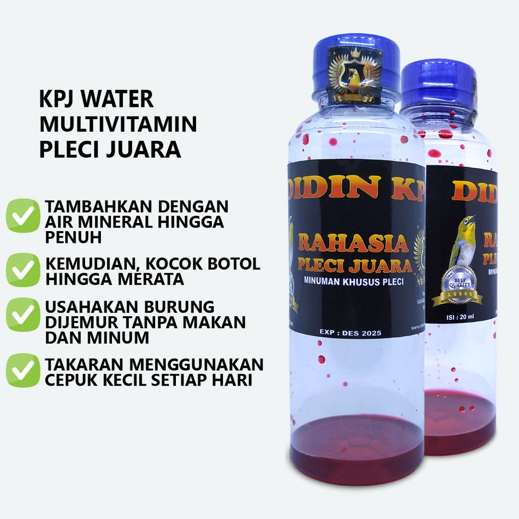 KPJ WATER VITAMIN PLECI | MINUMAN KHUSUS PLECI DOPING PLECI GACOR CEPAT BUKA PARUH