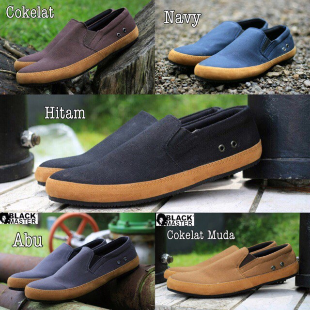 Promoo  Sepatu slip on pria adidas casual slop formal kerja kantor kanvas santai kuliah 4.5