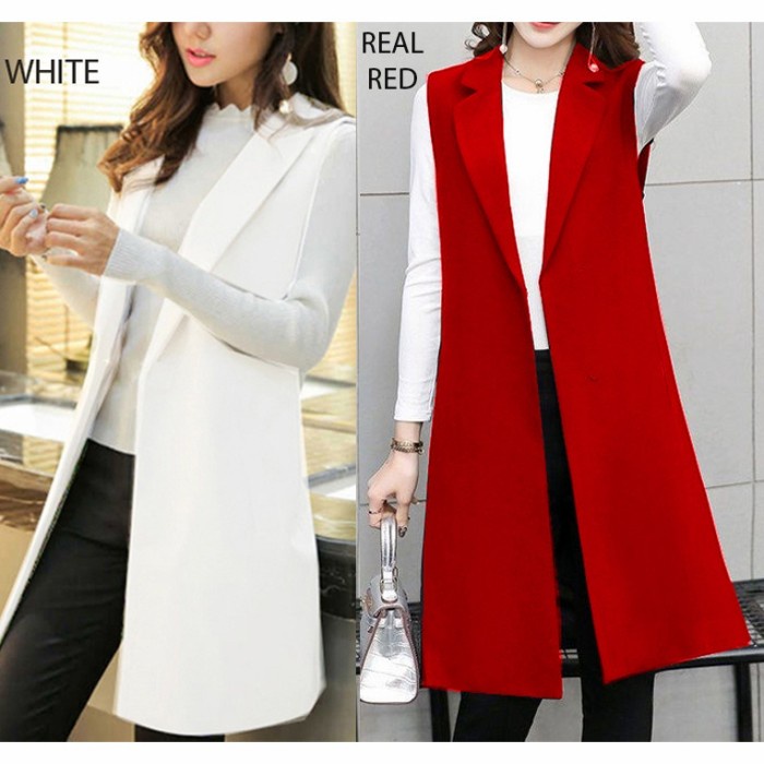 JAKET WANITA Long Vest Blazer KEKINIAN TERLARIS IMPORT PARASUT KOREA CROP TERBARU JUMBO OVERSIZE U0E