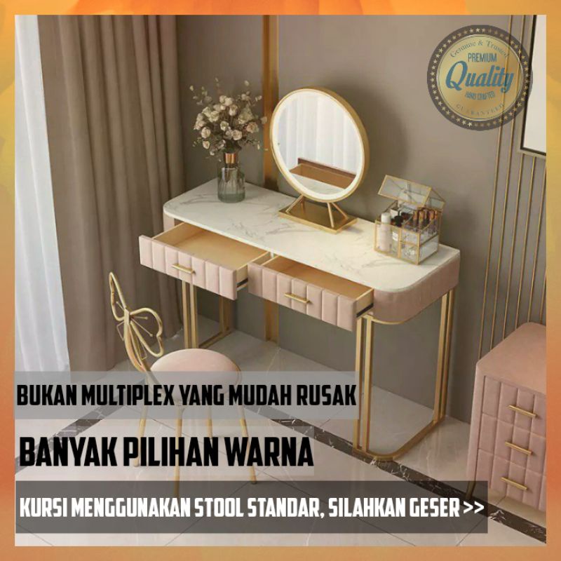 Set Tolet Meja Rias Dandan Make UP Mua Kosmetik Minimalis Aesthethic Estetik Modern Dengan Kain Jok 