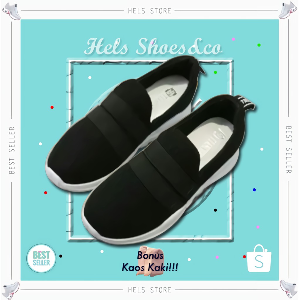 [HS&CO] Sepatu Sneaker Wanita Tanpa Tali Sneakers Cewek Bahan Sintetis Kets Santai Murah - SS10