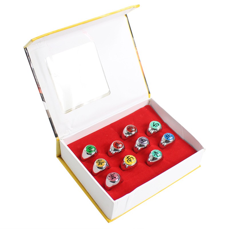 TERBARU 10pcs/set Naruto Akatsuki Alloy Ring Set Pein Uchiha Itachi Ring Action Figures Japanese