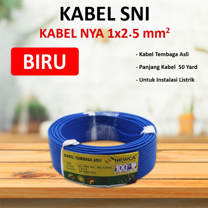 Kabel Listrik / Kabel Kawat NYA NEWCA 1 x 1.5 Kabel Tembaga Murni SNI  50 Yard Full