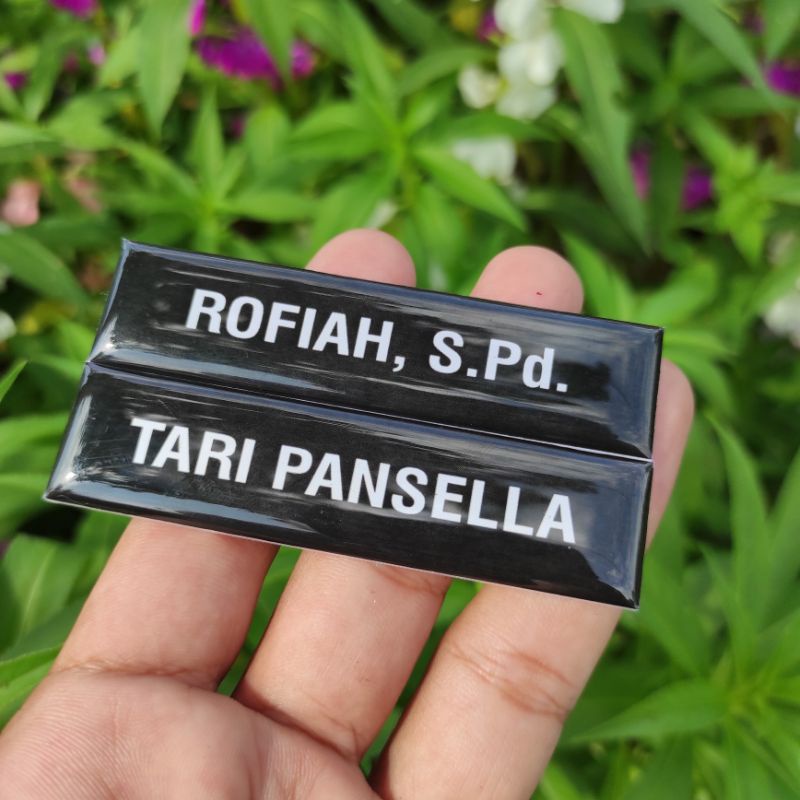 Name Tag papan Bhayangkari ASN PNS TNI Polisi Polri Persit Dokter nama dada paku kupu kupu Resin