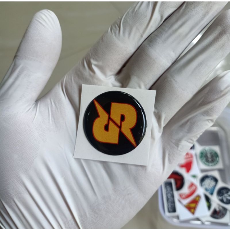 Stiker logo RRQ/Stiker resin lentur/stiker motor,mobil,hp,laptop