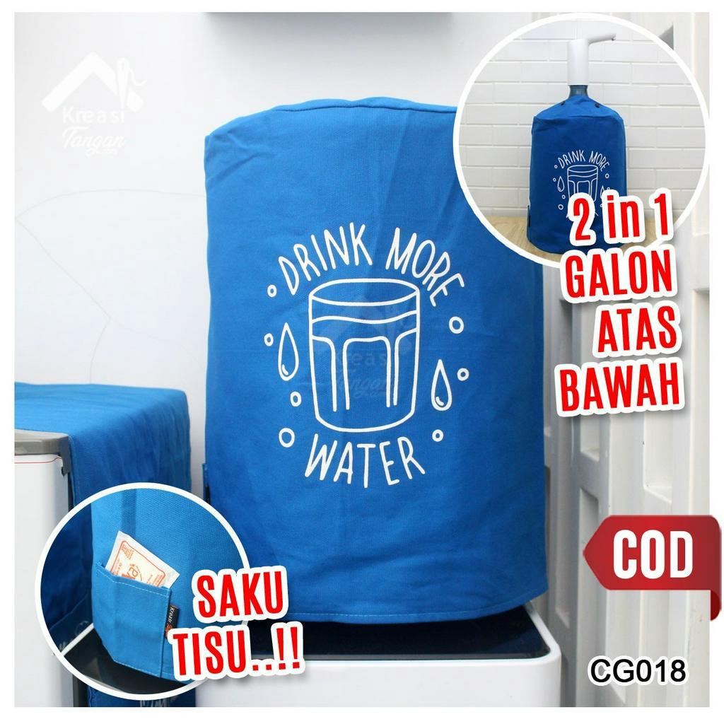 PAKET LEBIH MURAH - Cover Galon &amp; Cover Kulkas Warna Biru (Paket Polos-011)