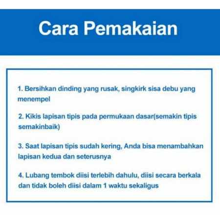 Dempul Penambal Lubang Dingding Atau Pasta Dempul Penambal Dinding Atau Cream Dempul Anti Air