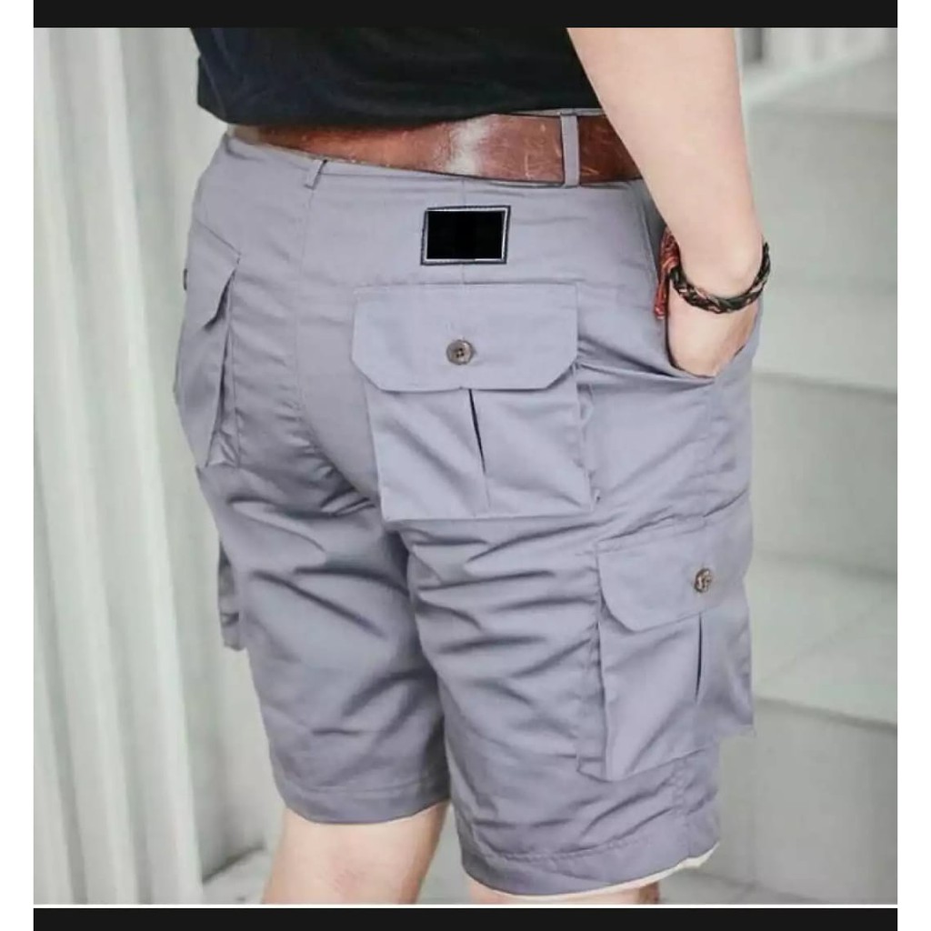 Celana Pendek Cargo Pria Gunung PDL Army Doreng Motif Mma Casual-krem