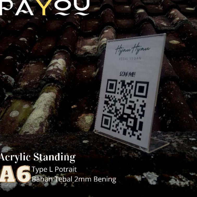 

(T4D1) ☆ Acrylic Standing A6 Type L Potrait/ Tempat QRIS/ Tempat Brosur/ Tempat Menu/ Tempat No Meja //Ada@Promo