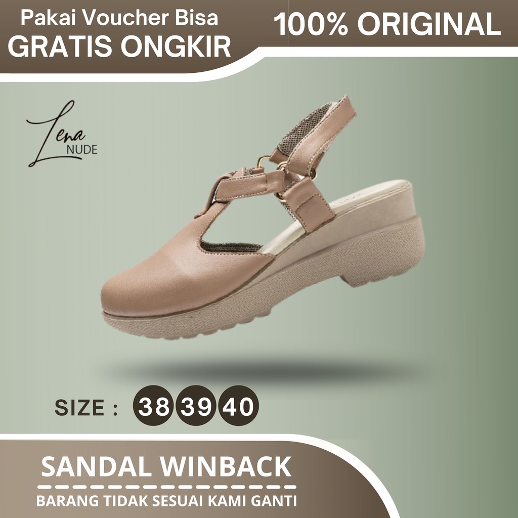 Sepatu Wanita Ori Winback Warna Kopi Susu, Sendal Wedges Talincang Kuat Tahan Lama, Not Impor Korea