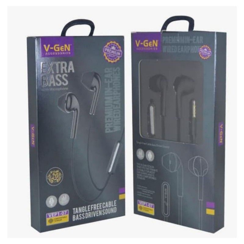 HEADSET EARPHONE V-GEN VEPI-07 STEREO - HANDSFREE HF V-GEN VEPI-07 STEREO BASS