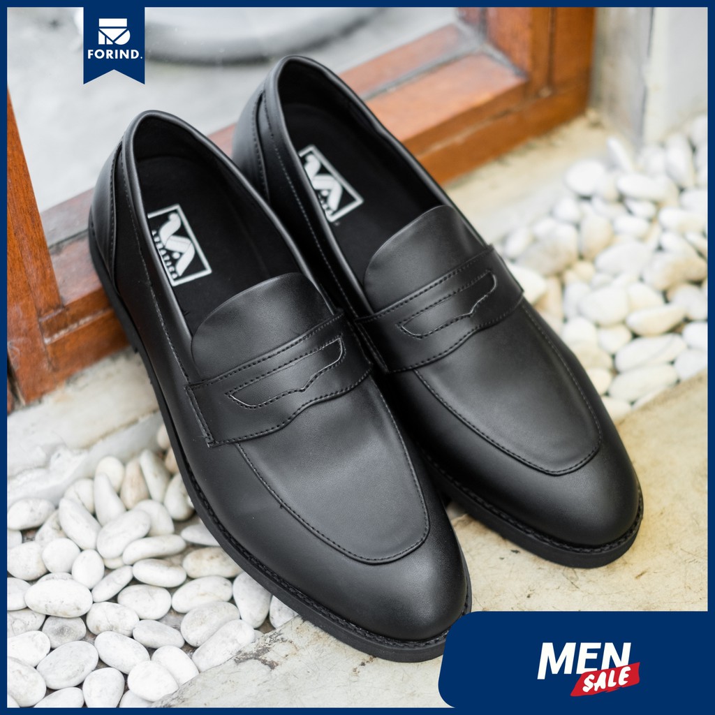 Lewis Black | 39-44 | Sepatu Tanpa Tali Hitam Loafers Pria Casual Kerja Formal Kantor Laki | Lvnatica x FORIND