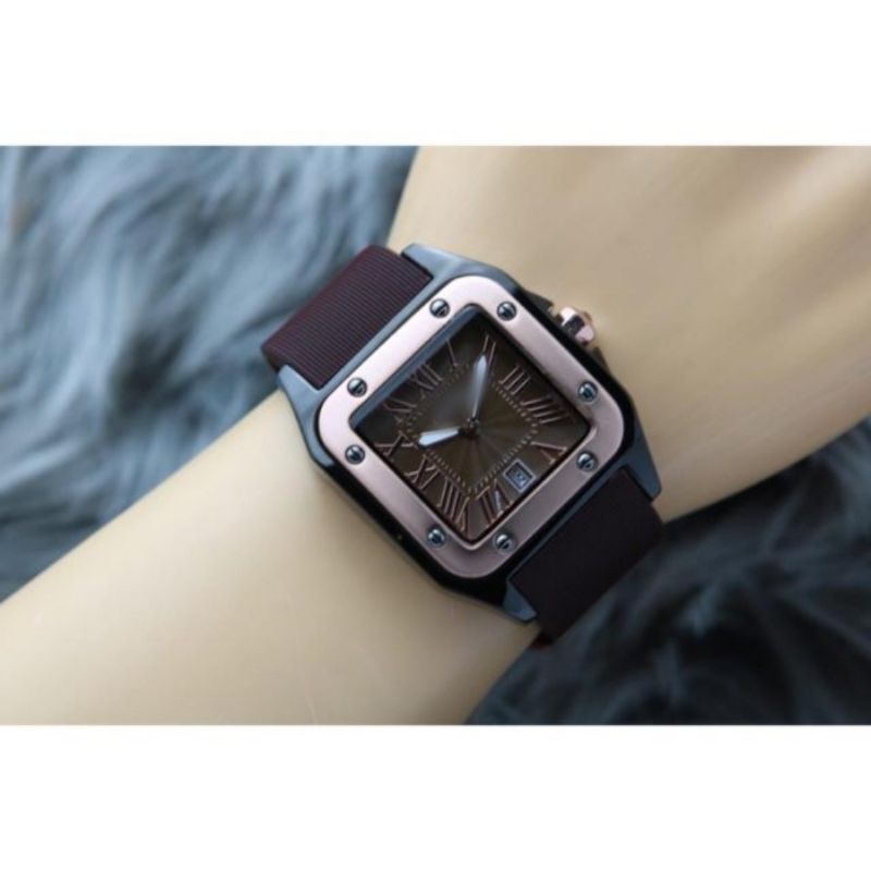 JAM TANGAN WANITA CARTIER RUBBER KULIT CRONO DETIK AKTIF| JAM FASHION