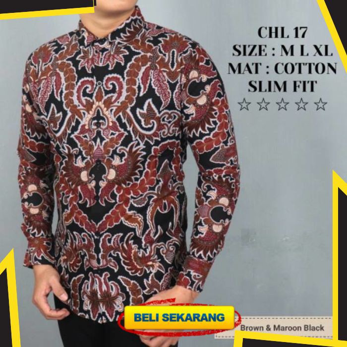 KEMEJA BAJU BATIK PRIA SLIM FIT MODERN COLINDION MEWAH SLIMFIT LB99