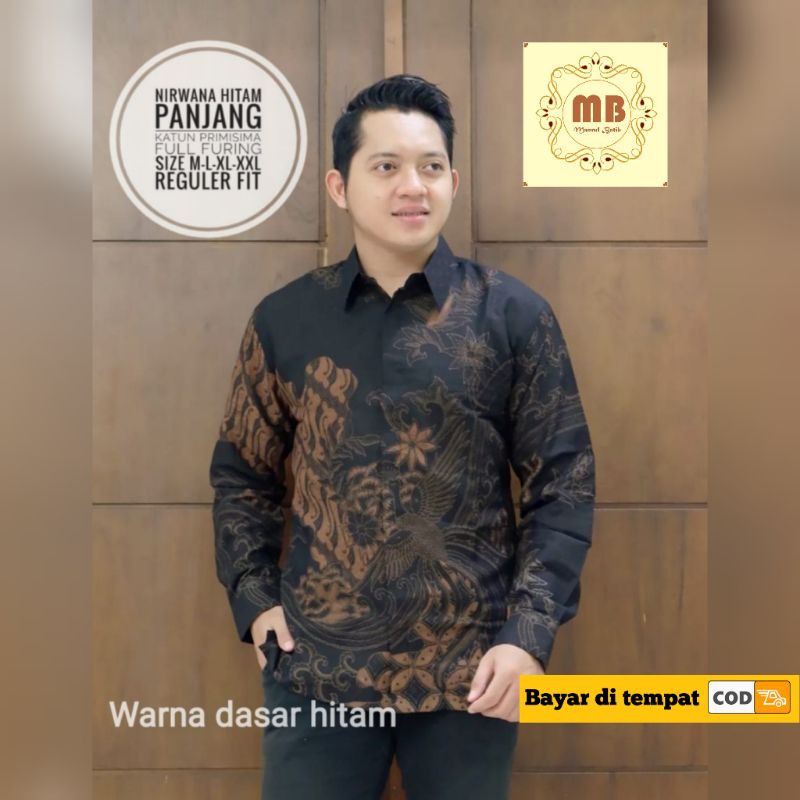 kemaja batik pria nirwana hitam batik pria lengan panjang asli solo