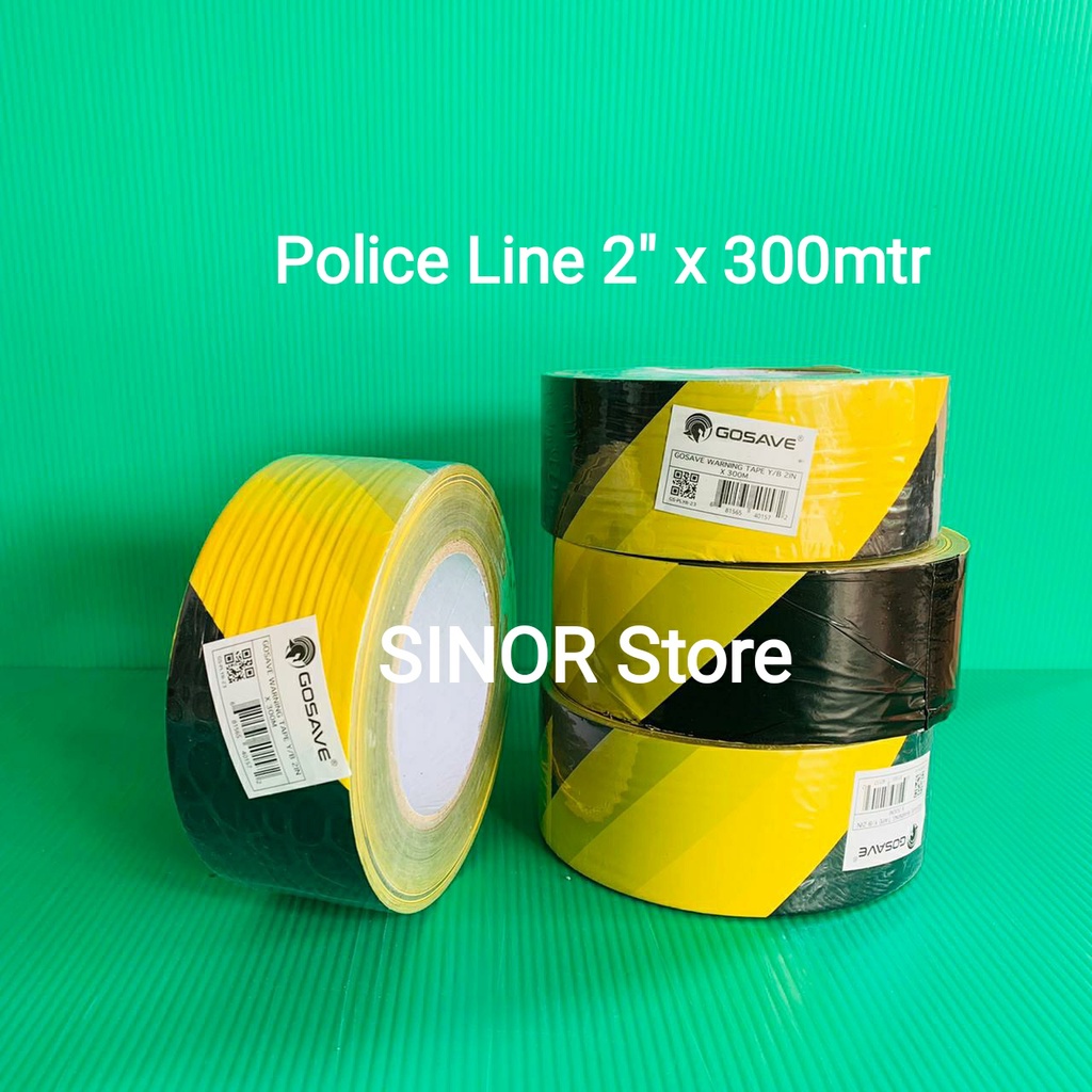 Police Line 2 Inch x 300 Meter Hitam Kuning Barricade Garis Polisi Safety Line Pembatas Jalan