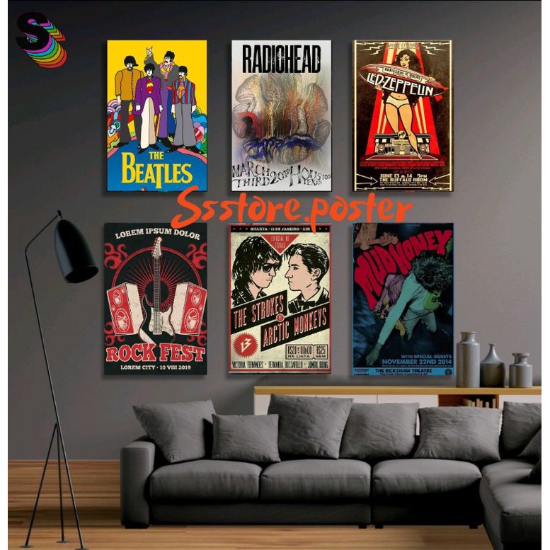 poster kamar keren, poster band, poster retro, poster bahan tebal, poster murah