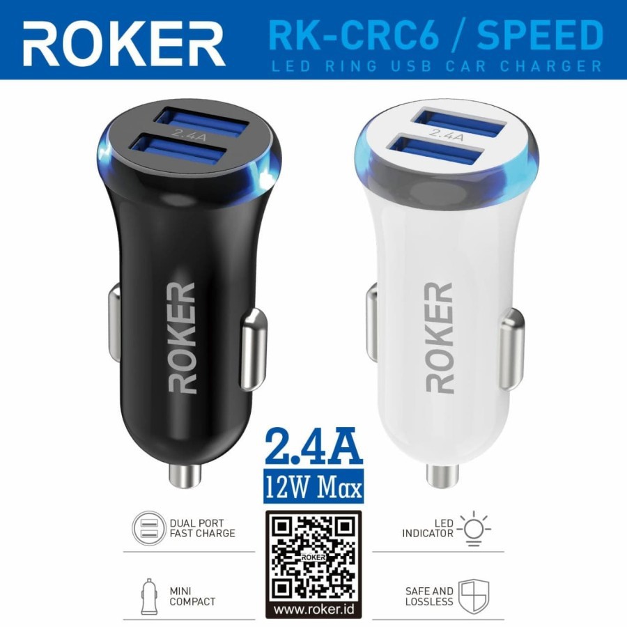 CHARGER MOBIL - SAVER MOBIL ROKER SPEED 2.4A RK-CRC6 - CAR CHARGER ROKER