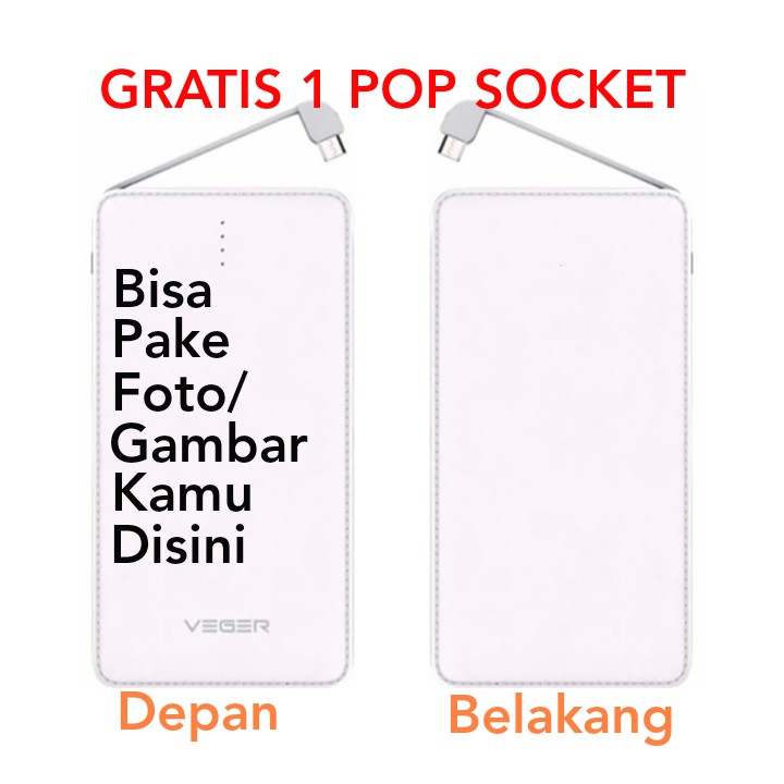 POWERBANK HP CUSTOM ORIGINAL VEGER 20.000 mAh BISA UNTUK HP OPPO VIVO XIAOMI SAMSUNG ASUS IPHONE
