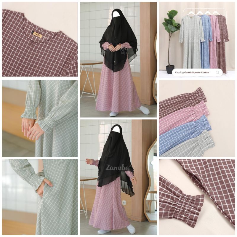 gamis square cotton by zanuba jilbabsyarie dailywear easy wearing gamis adem gamis syari gamis katun