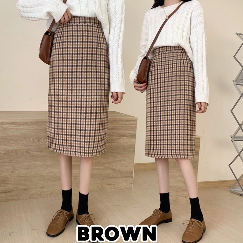 KARAKOREA 8860 Lucy Skirt/Rok Midi/Rok kerja/Rok Kotak/Pencil Skirt/Midi Skirt/Rok korea/Rok Autumn/Rok Winter/Rok Korea Skirt