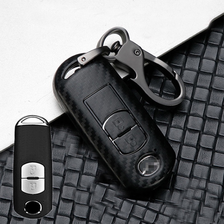 Case Remote Kunci Mobil Keyless Bahan Carbon Fiber Untuk Mazda CX-30 CX-8 CX-3 CX-3 CX-9 Mazda6 CX-5