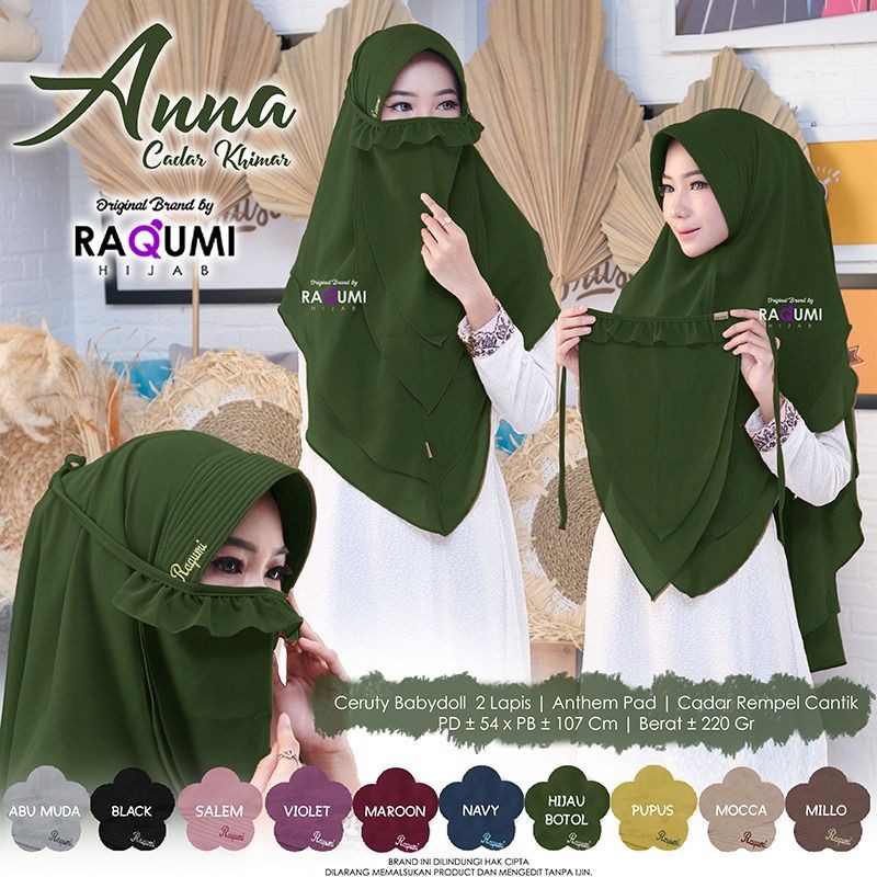 ANNA RAQUMI KHIMAR CADAR JILBAB PESTA KHIMAR KONDANGAN KHIMAR PESTA deana