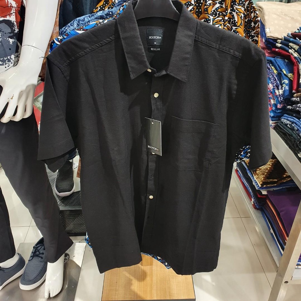 Kemeja pria pendek Scotch n Co Original Store Resmi - Black