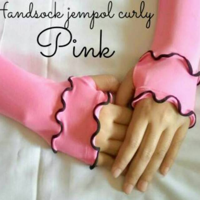 Handsock Jempol  Curly Manset Tangan Polos Tali kriwil fashion muslim