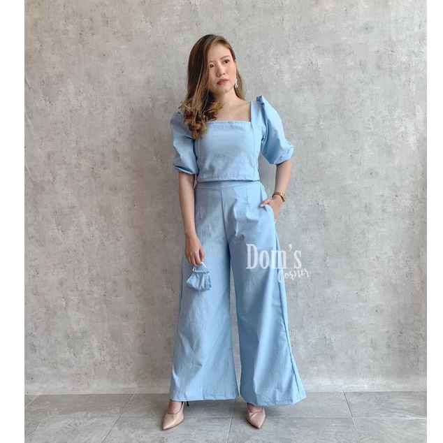 Domscorner - Kulot set Version - Ye jin set CELANA (PO PRE ORDER)-Dusty Blue JUMBO