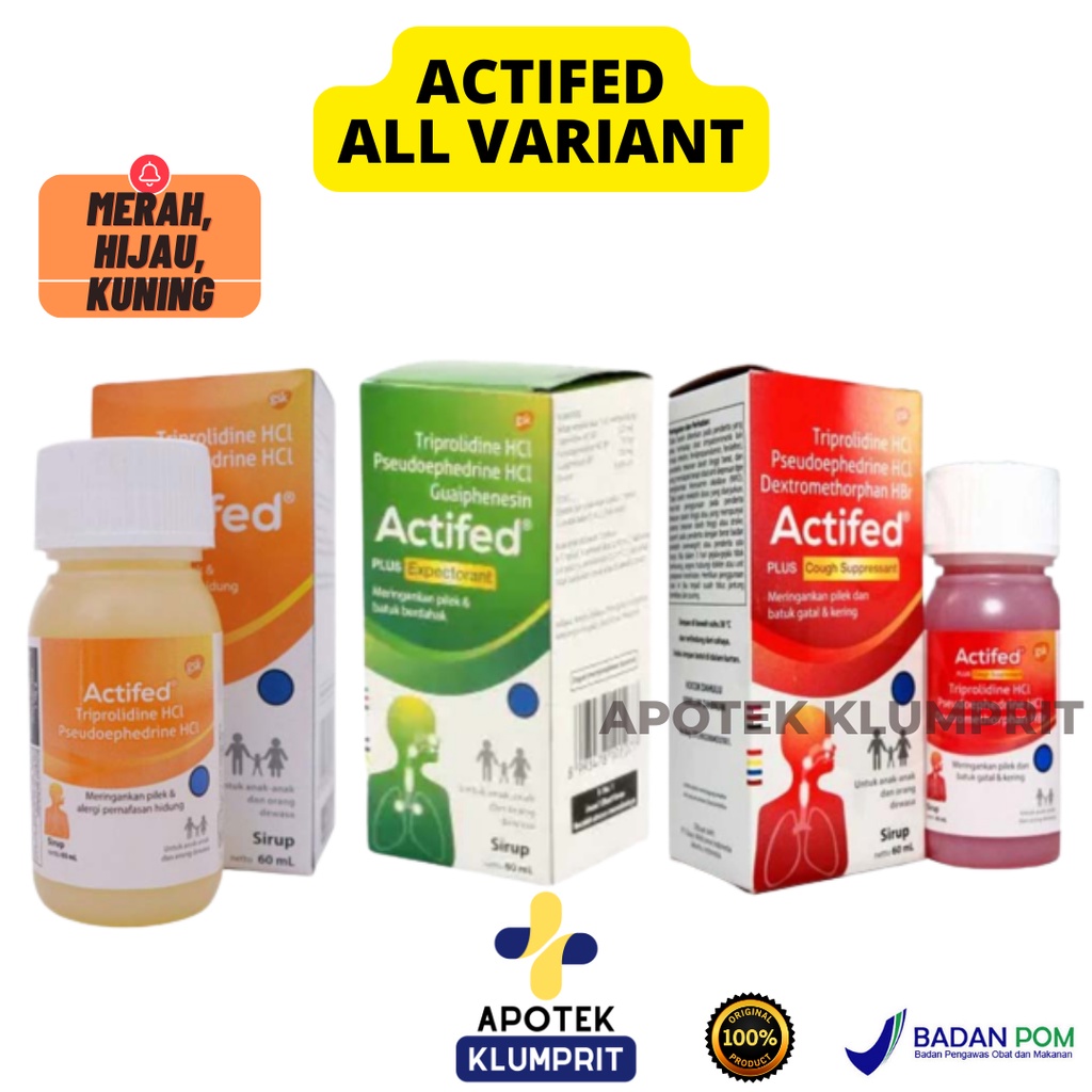 ACTIFED ALL VARIANT / ACTIVED 60ML / SIRUP 60 ML / BATUK / FLU / ANAK / DEWASA / obat flu