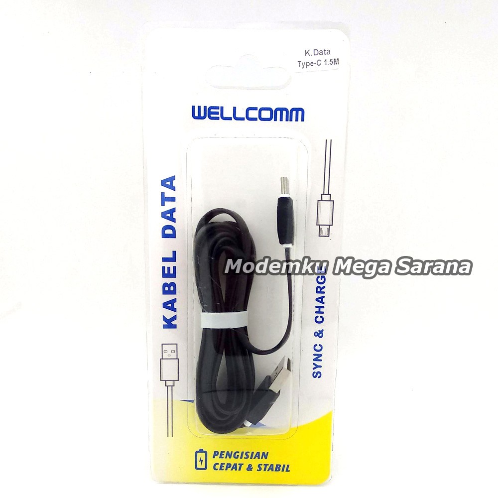 Wellcomm Kabel Data Type C Panjang 1.5 Meter