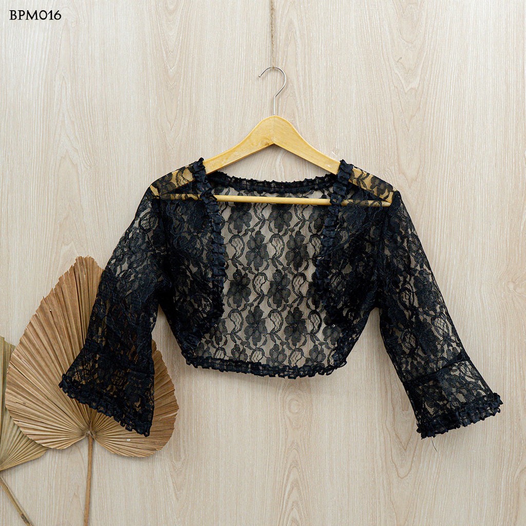 (READY STOCK) AKSESORIS BOLERO CARDIGAN LACE PENGANTIN PESTA HITAM BPM016