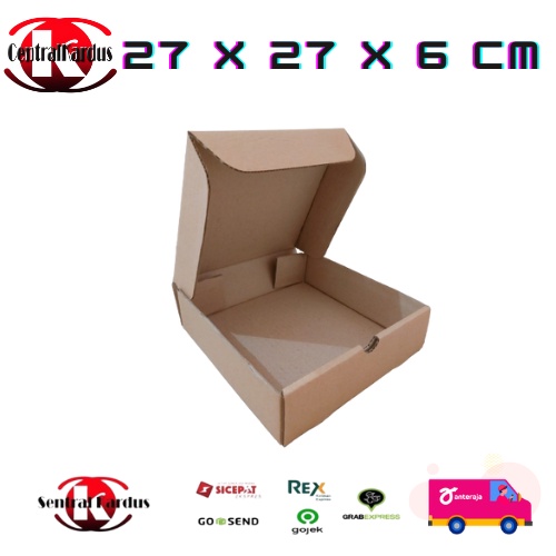 

BOX DUS CORRUGATED (10PCS) KARDUS KOTAK PIZZA ROTI KUE BROWNIES 27x27x6cm
