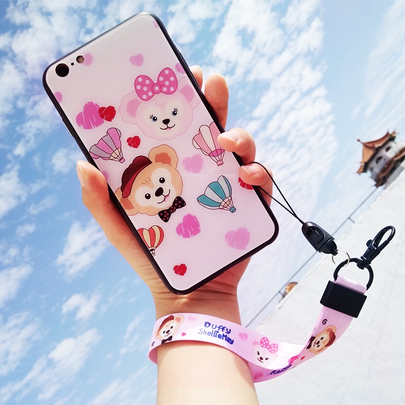 Lucu Duffy ponsel lanyard halter perempuan bintang Dai Lu tali pergelangan tangan pendek U disk lion