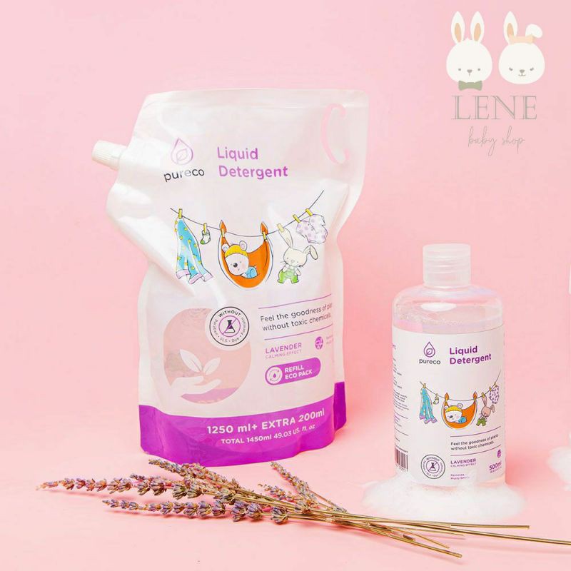 Pureco Liquid Detergent Lavender Pouch Eco Pack 1450ml Refill