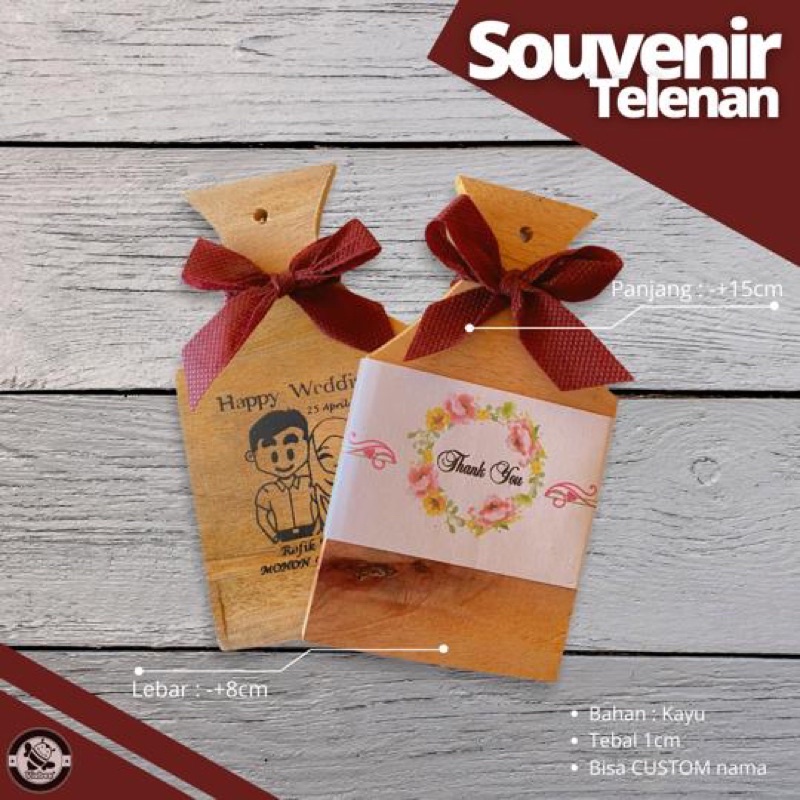 Viebeeshop | SOUVENIR PERNIKAHAN TELENAN KAYU Custom SABLON &amp; PACK PITA -+ 8 x 15