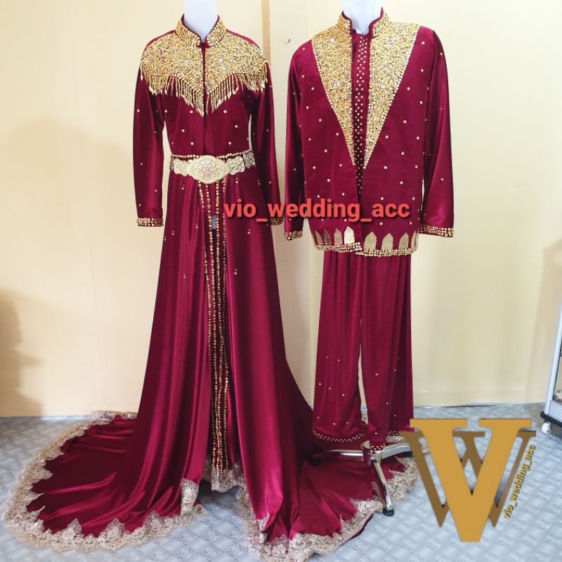 baju pengantin bludru ekor full payet
