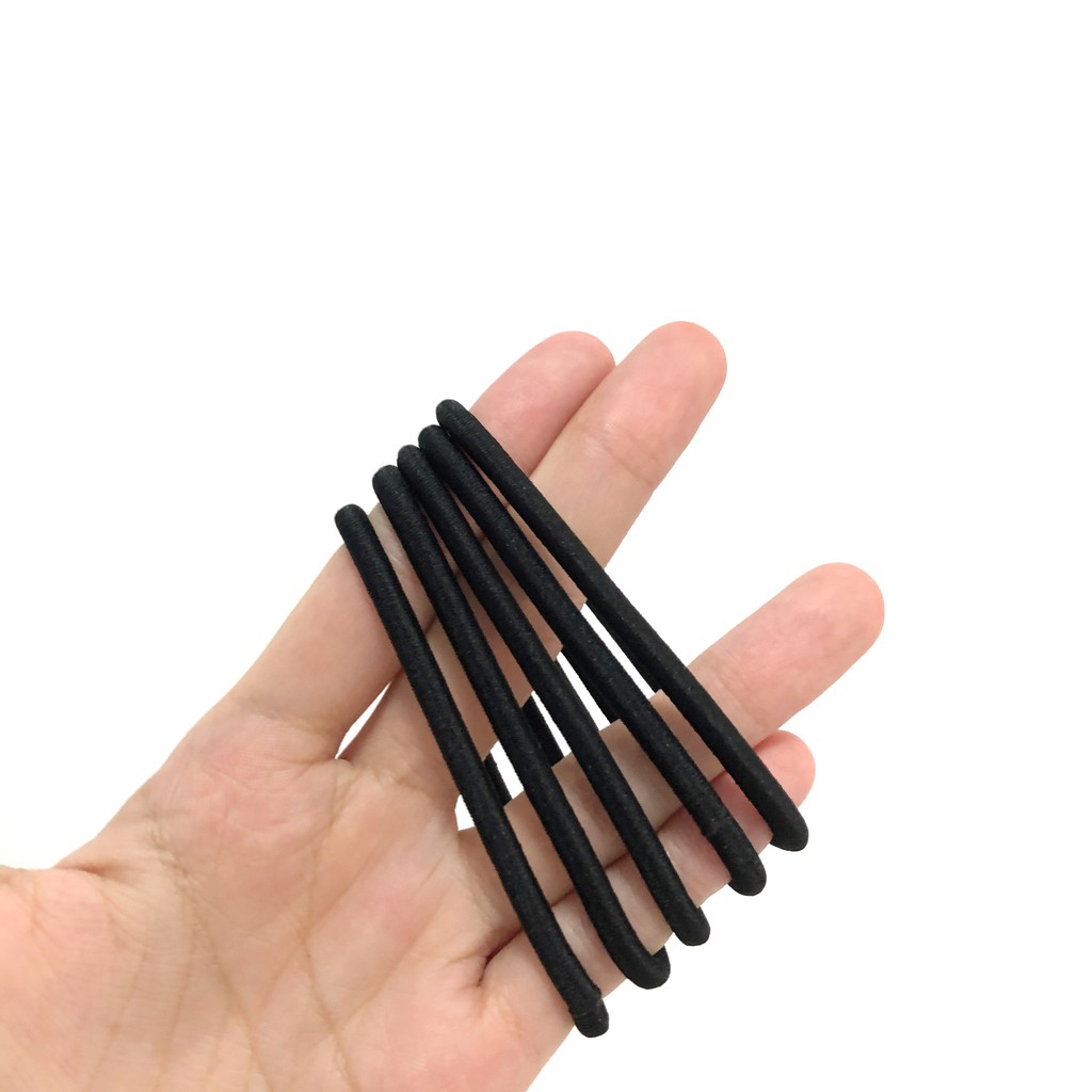 Black Set Kuncir Rambut (5pcs) - Ikat / Karet Handuk Made in Korea-1