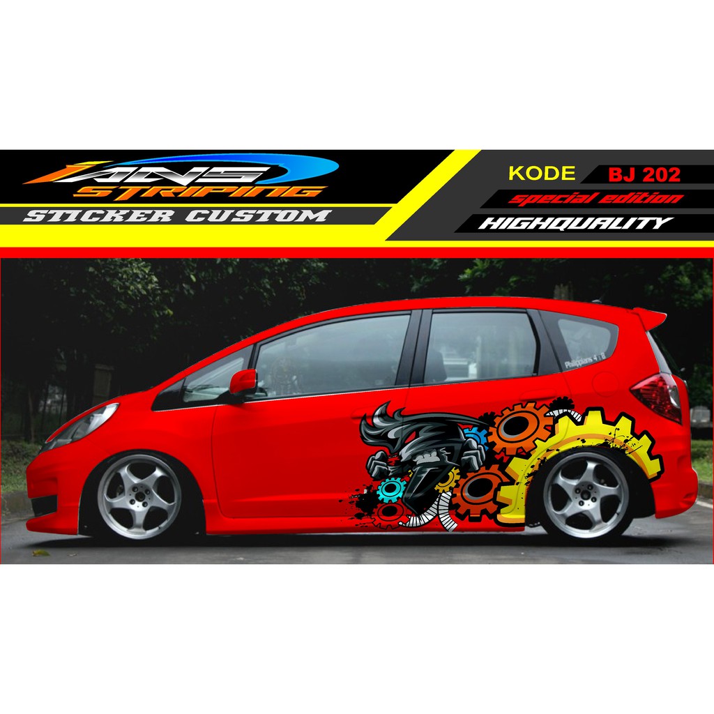 STICKER MOBIL HONDA JAZZ, STRIPING SAMPING HONDA JAZZ