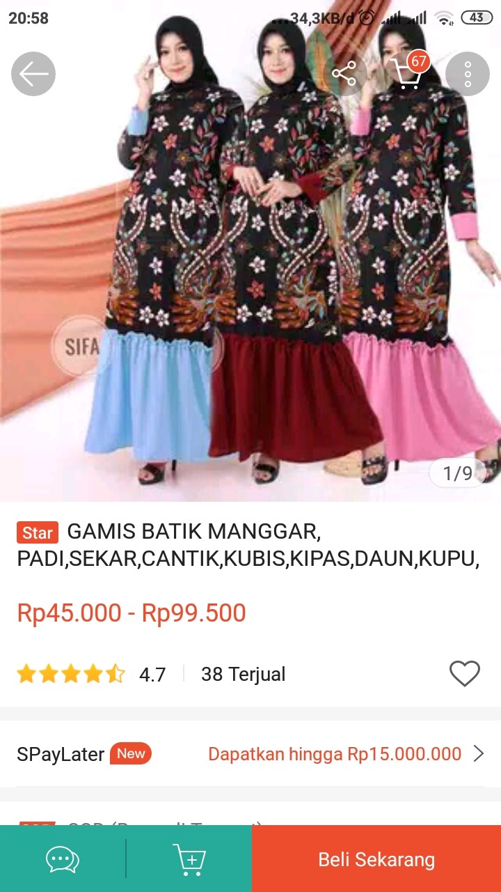 Gamis Batik Manggar, Padi,sekar,cantik,kubis,kipas,daun,kupu,nadine,gendis
