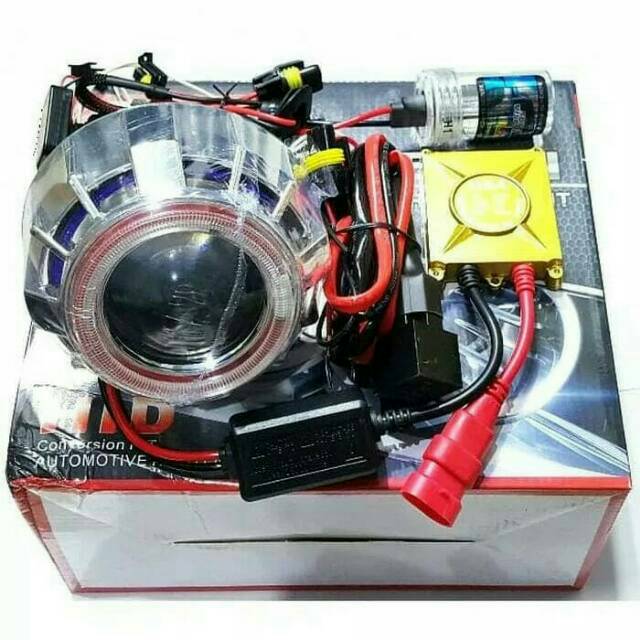 Projector HID MH1 double angle eyes (BIRU MERAH)