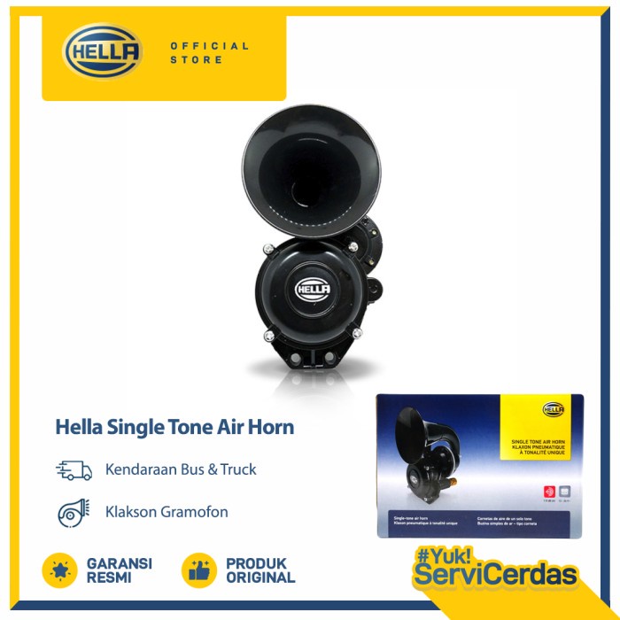 Klakson Mobil Motor HELLA Klakson Gramofon Single Tone Air Horn 12V-24V (Multi Volt)