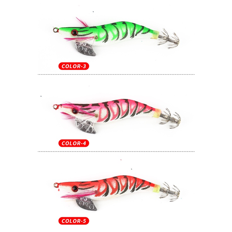 5pcs Umpan Pancing Udang 2.0# 2.5# 3.0# Jig Umpan Cumi Klip Aksesoris Cumi Mata 3D luminous bait