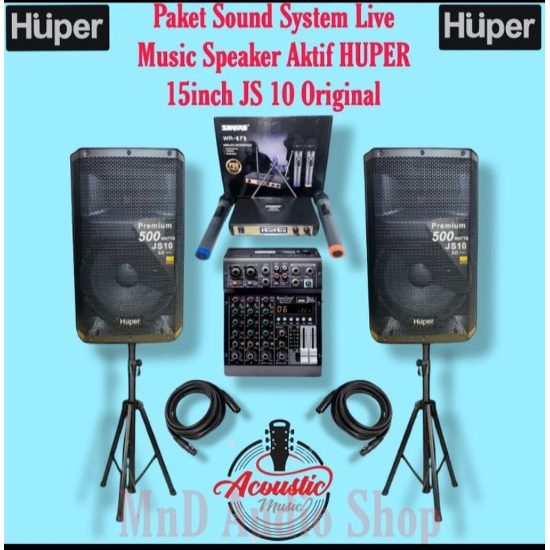 paket sound system outdoor huper js 10 aktif +mixer live music